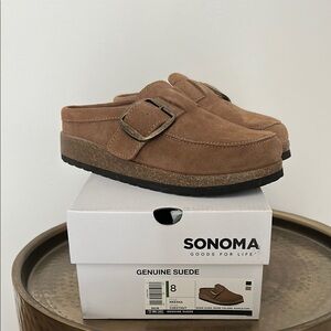 Sonoma Women's Genuine Suede Clogs - Brown